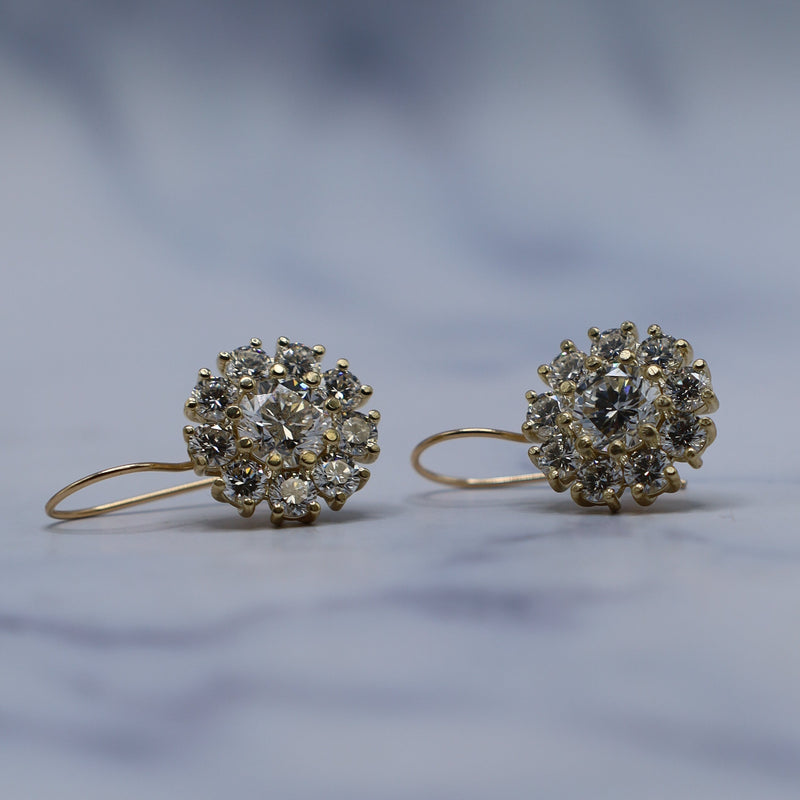 Diamond Dangle Earrings w Halo