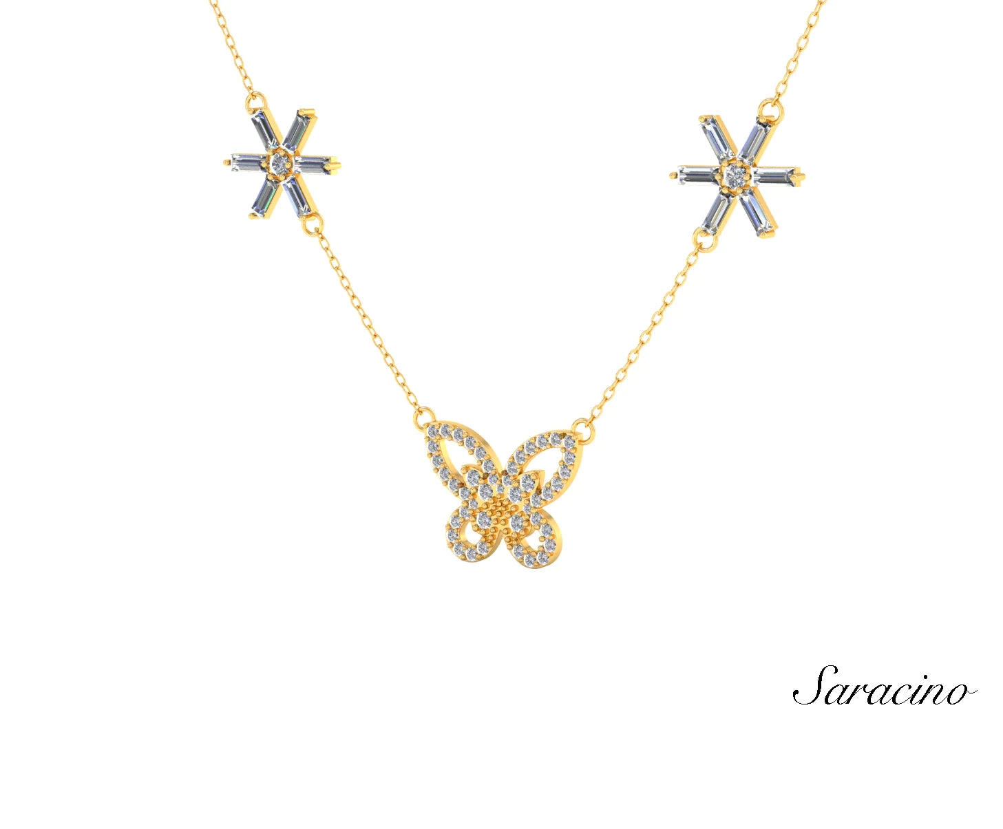 gold butterfly diamond necklaces