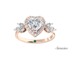 1.5ct Heart Diamond Engagement Ring w Marquise Floral Diamonds Rose Gold