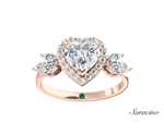 1.5ct Heart Diamond Engagement Ring w Marquise Floral Diamonds Rose Gold