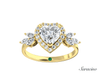 1.5ct Heart Diamond Engagement Ring w Marquise Floral Diamonds Yellow Gold
