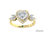 1.5ct Heart Diamond Engagement Ring w Marquise Floral Diamonds Yellow Gold