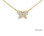 Diamond Butterfly Necklace Yellow Gold