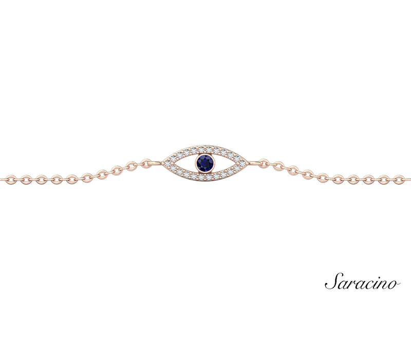 Evil Eye Diamond Bracelet Rose Gold