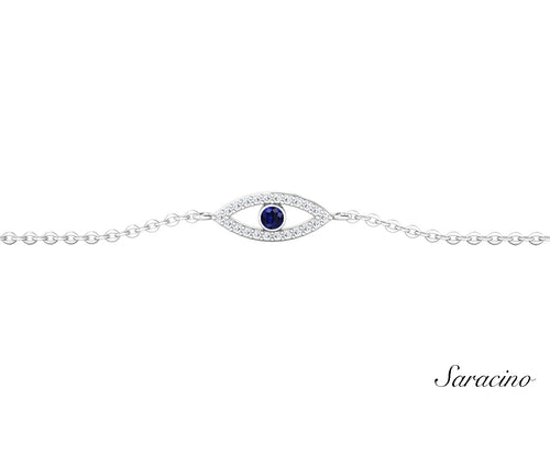 Evil Eye Diamond Bracelet White Gold