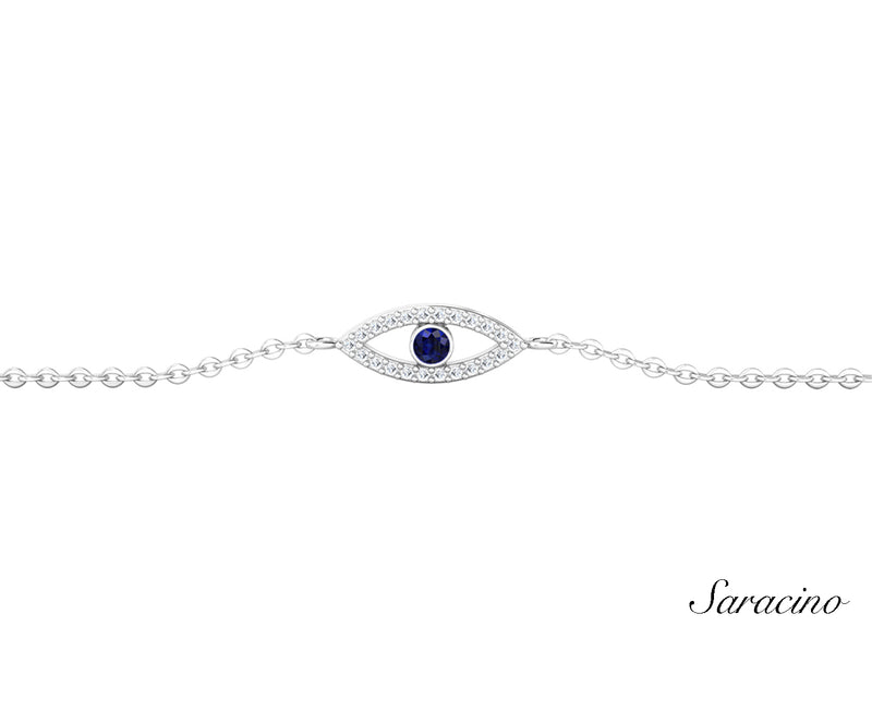 Evil Eye Diamond Bracelet White Gold