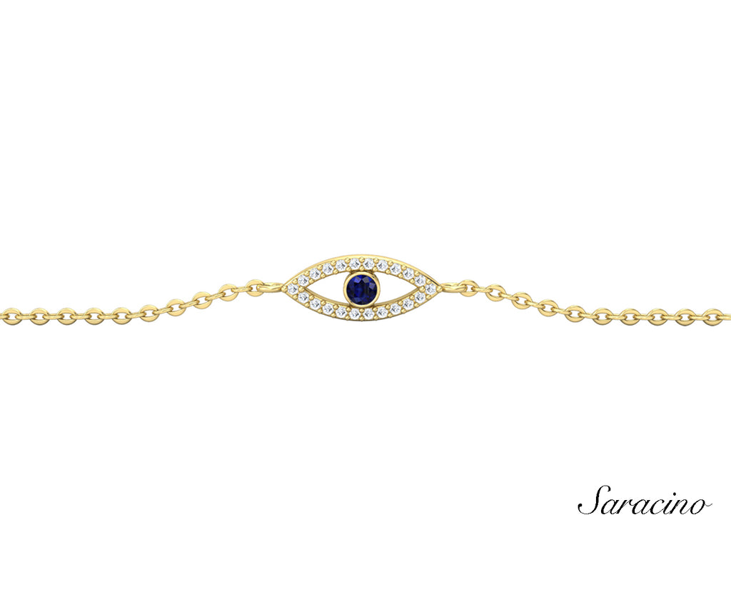 Evil Eye Diamond Bracelet Yellow Gold