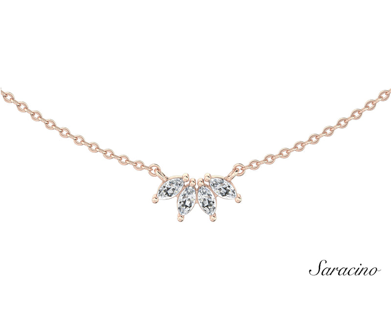 4 Marquise Diamond Arch Necklace Rose Gold