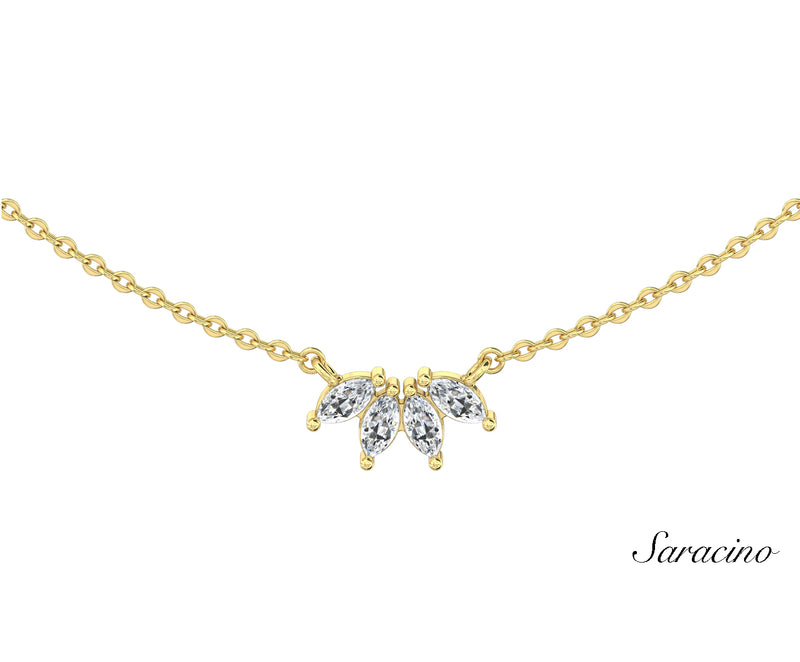 4 Marquise Diamond Arch Necklace Yellow Gold