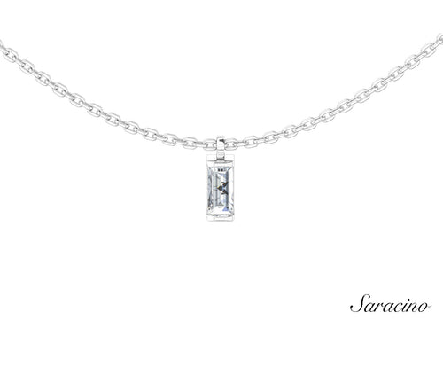 Solitaire Baguette Diamond Necklace