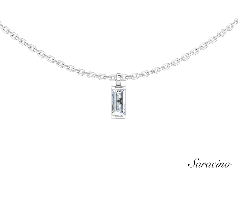 Solitaire Baguette Diamond Necklace