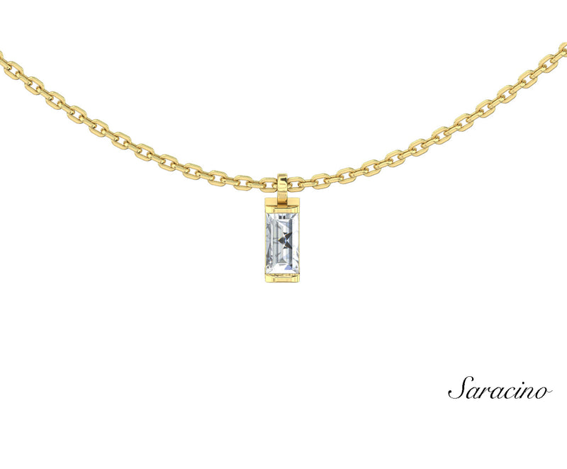 Solitaire Baguette Diamond Necklace