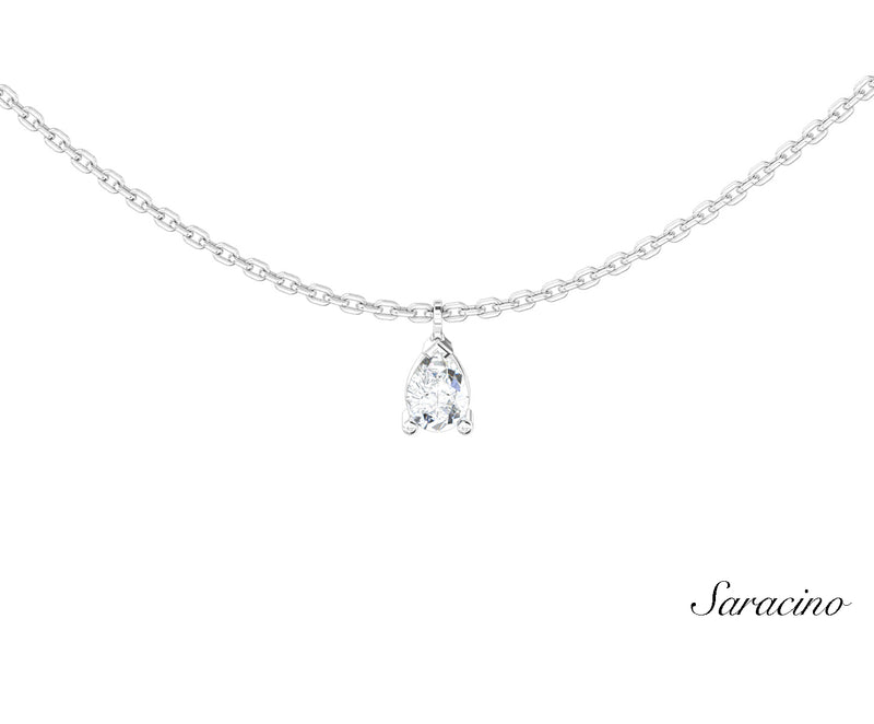 Solitaire Pear Diamond Necklace
