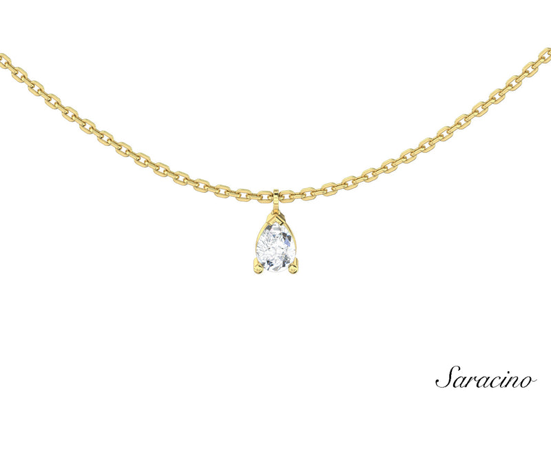 Solitaire Pear Diamond Necklace