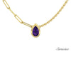 Double Chain Pear Amethyst Necklace Yellow Gold