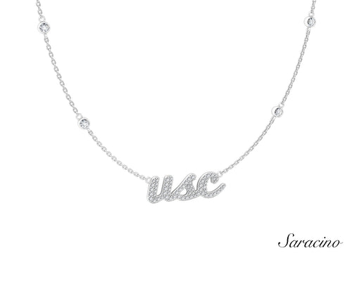 USC Floating Diamond Necklace White Gold