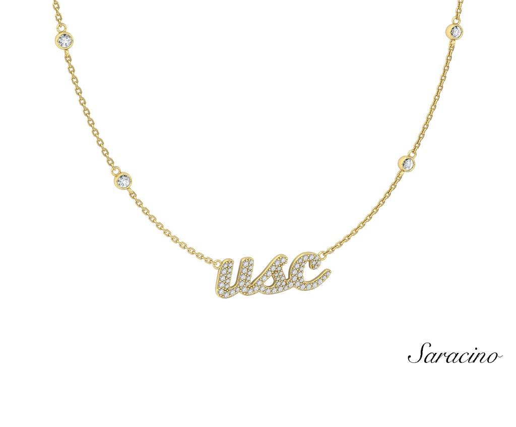 USC Floating Diamond Necklace Yellow Gold