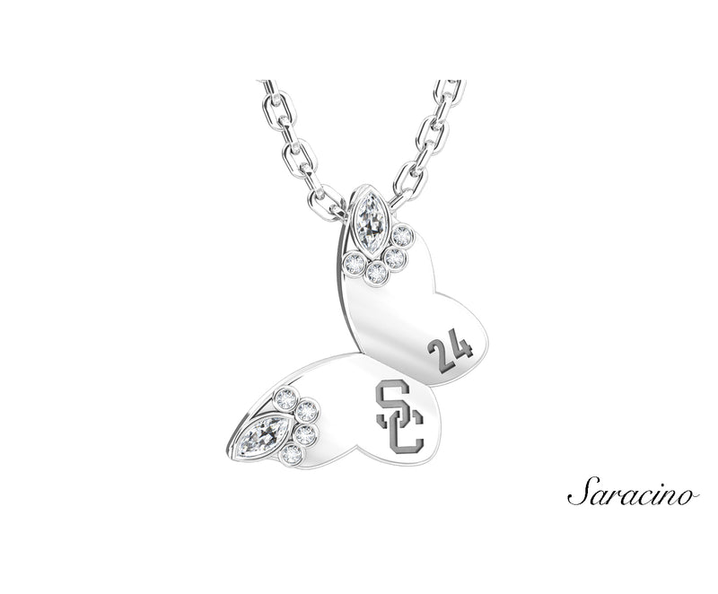 USC Diamond Butterfly Graduation Pendant White Gold