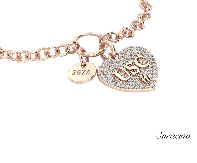 USC Diamond Heart Charm Grad Bracelet