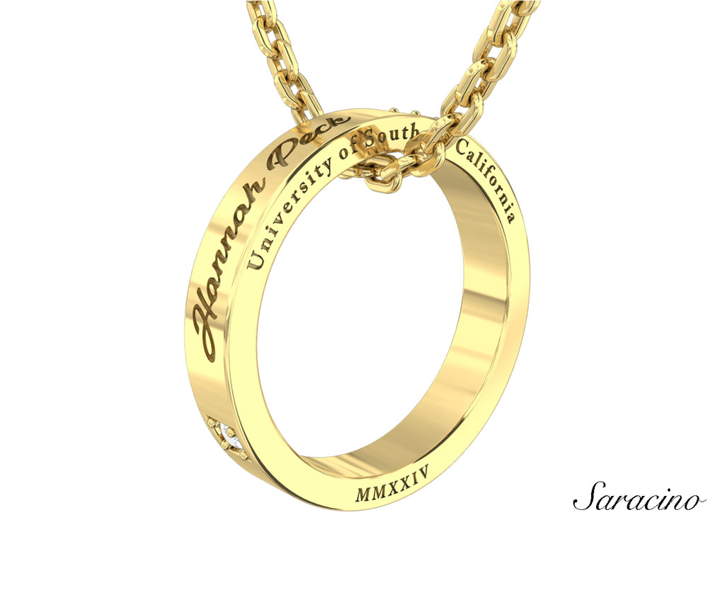 USC Graduation Ring Necklace Yellow Gold