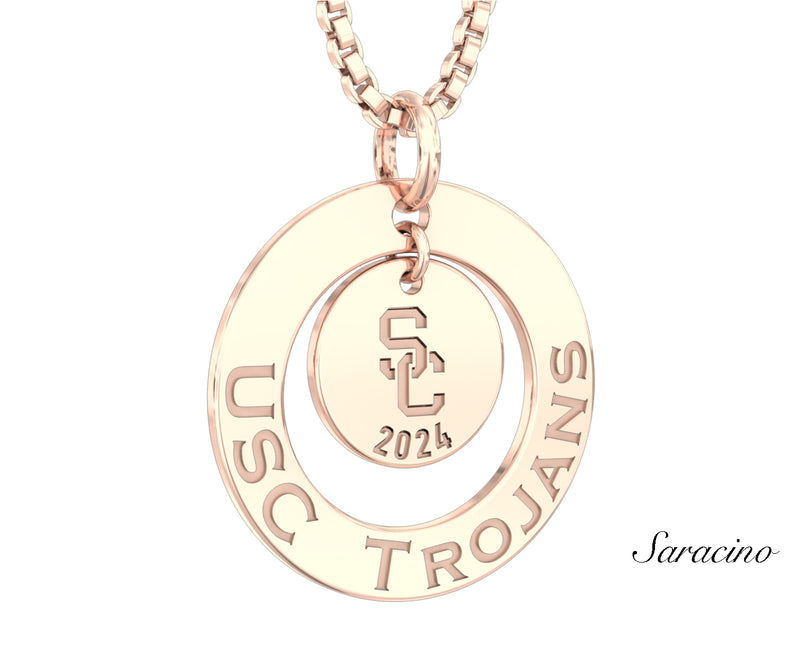 USC Cut Out Graduation Necklace Rose Gold