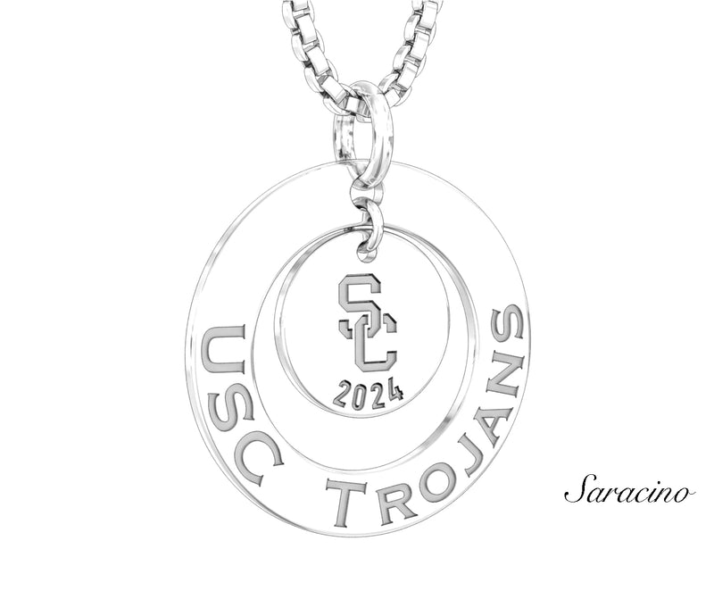 USC Cut Out Graduation Necklace White Gold