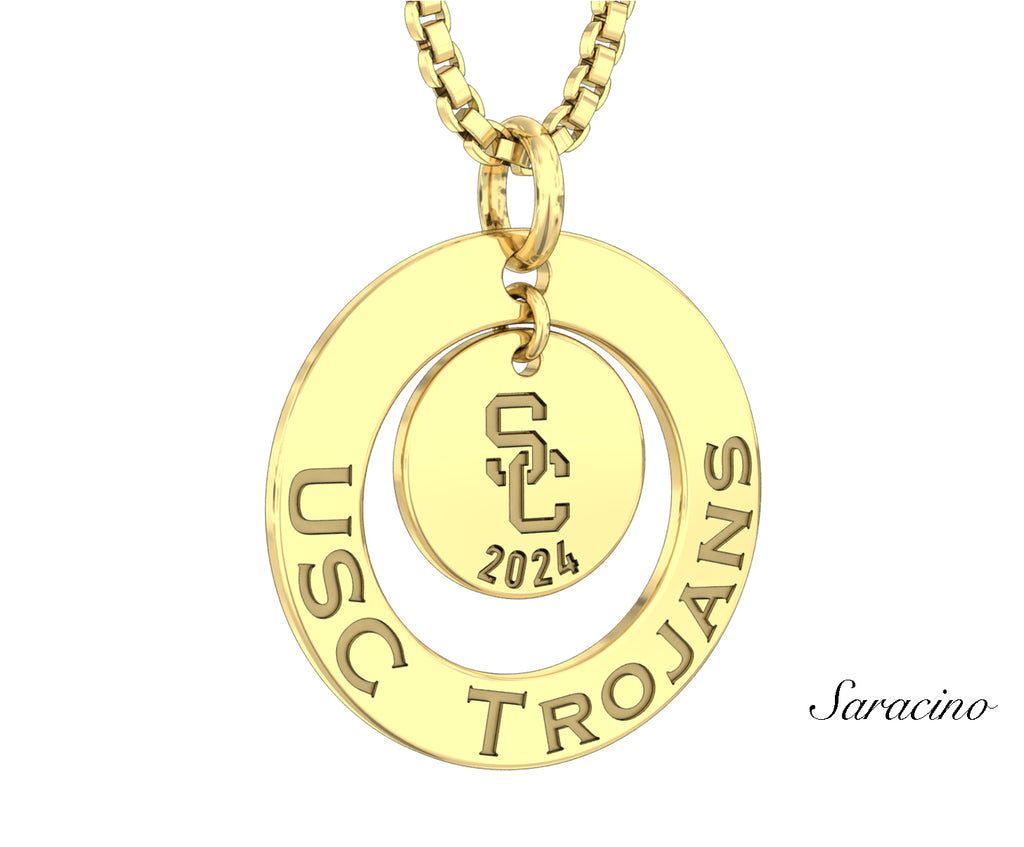 USC Cut Out Graduation Necklace Yellow Gold