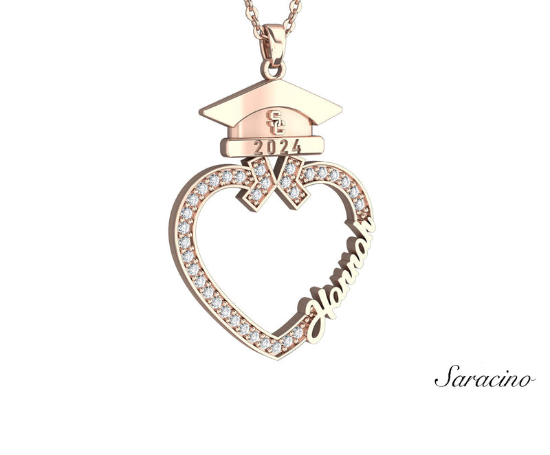 USC Diamond Heart Grad Pendant