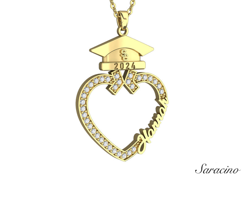 USC Diamond Heart Grad Pendant