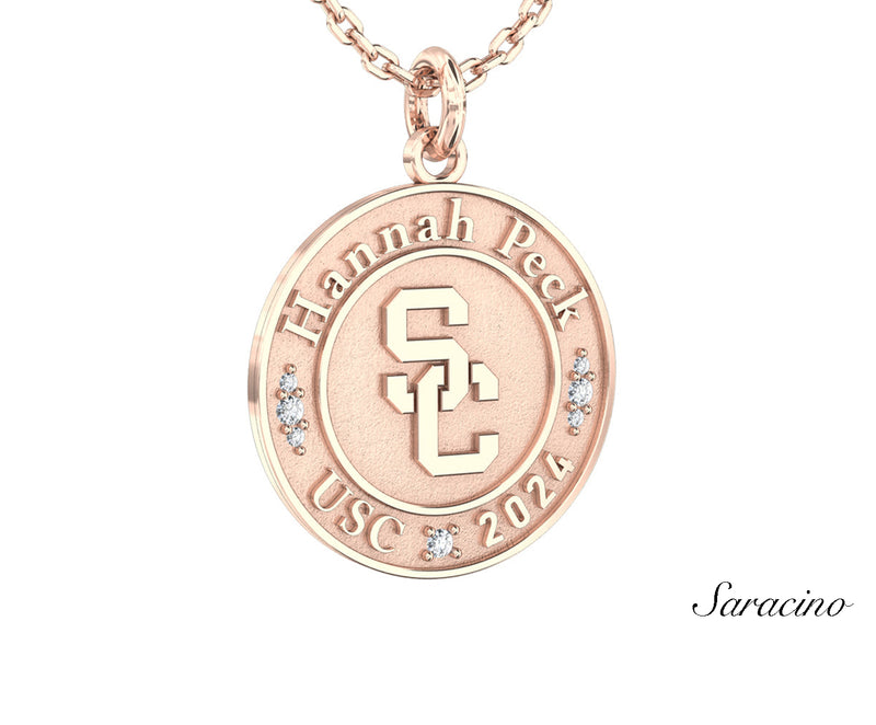 Traditional USC Graduation Pendant w Diamonds