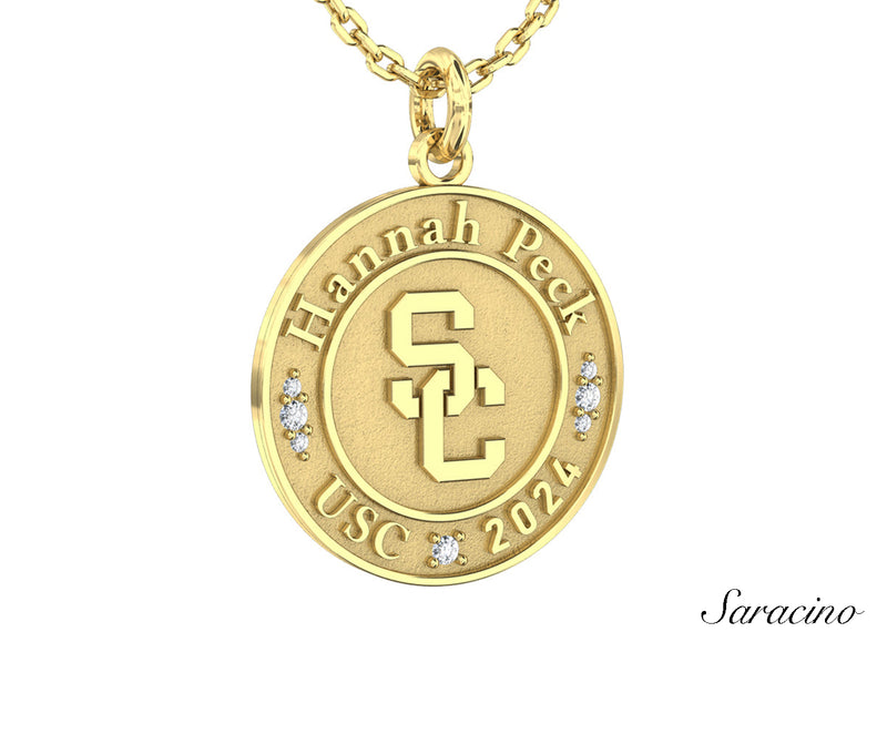 Traditional USC Graduation Pendant w Diamonds