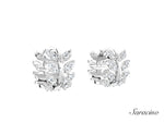 Diamond Leaf Huggie Earrings White Gold