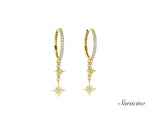 Fireworks Diamond Huggie Dangle Earrings Yellow Gold