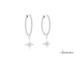 Diamond Starburst Beaded Huggie Earrings White Gold