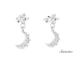 Diamond Stud Earrings w Diamond Moon White Gold