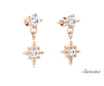 Diamond Stud Earrings w Diamond Star Rose Gold
