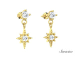 Diamond Stud Earrings w Diamond Star Yellow Gold