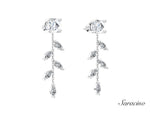 Diamond Stud Earrings w Marquise Vine White Gold