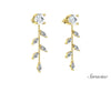 Diamond Stud Earrings w Marquise Vine Yellow Gold