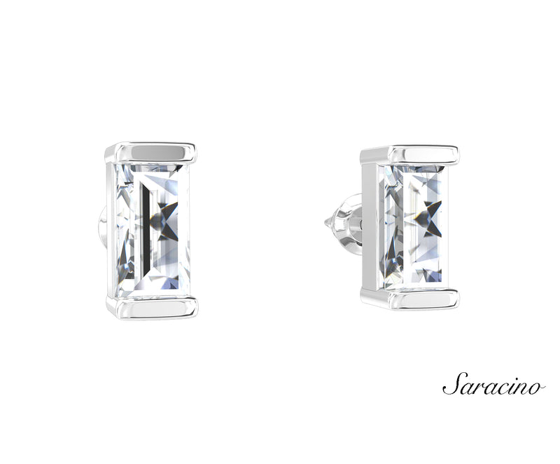Baguette Diamond Stud Earrings White Gold