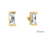 Baguette Diamond Stud Earrings Yellow Gold