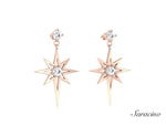 Diamond Stud Earring w Diamond Star Rose Gold