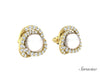 Diamond and Pearl Swirl Stud Earrings Yellow Gold