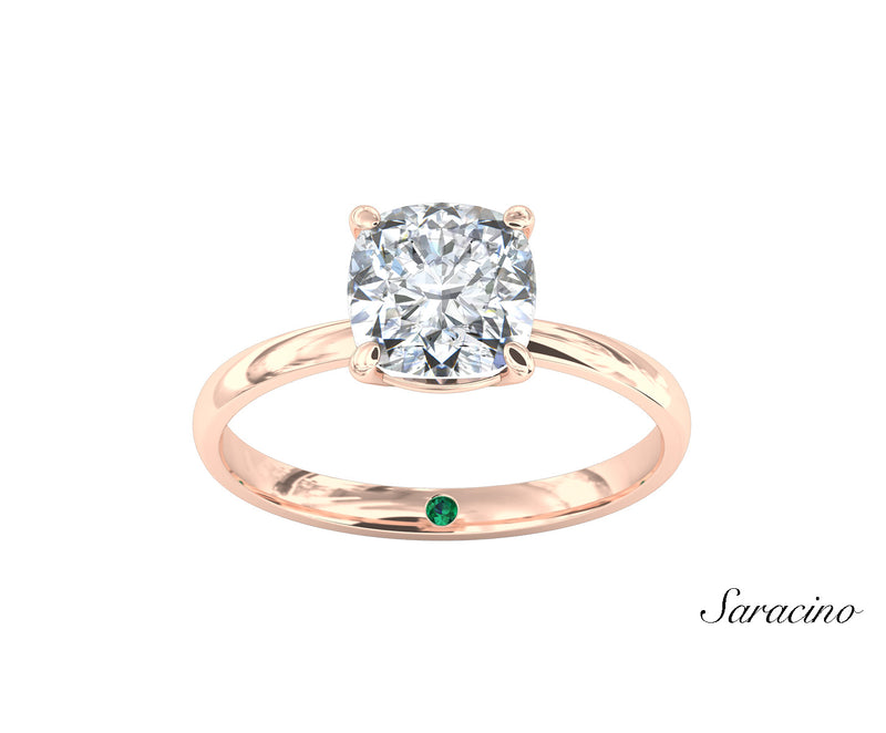 2.0ct Cushion Cut Diamond Engagement Ring Rose Gold