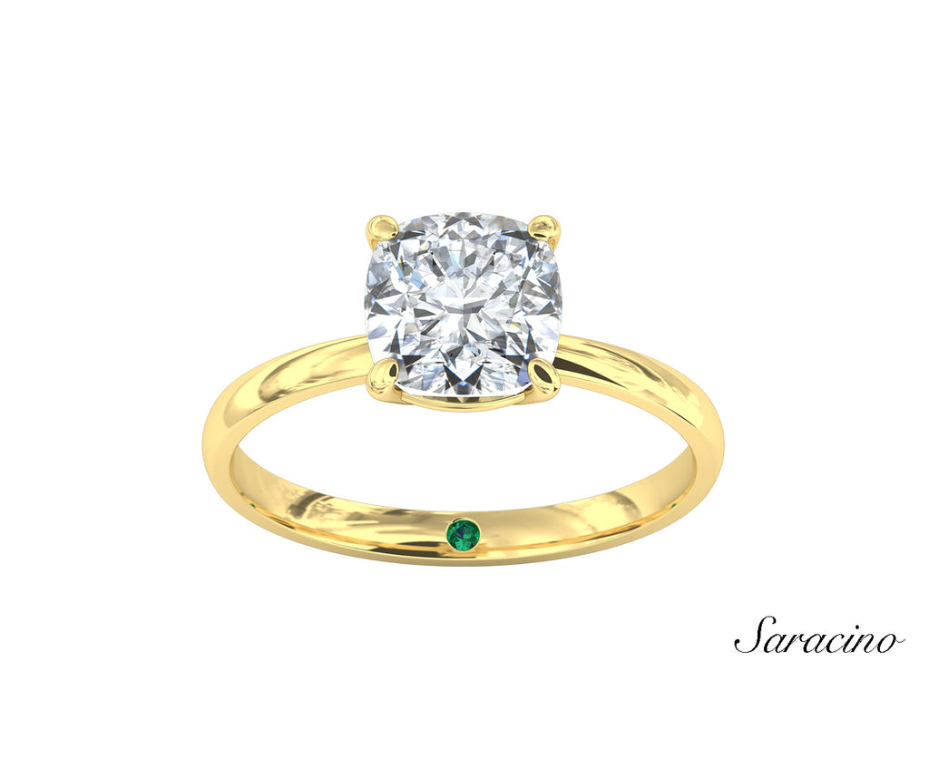 2.0ct Cushion Cut Diamond Engagement Ring Yellow Gold