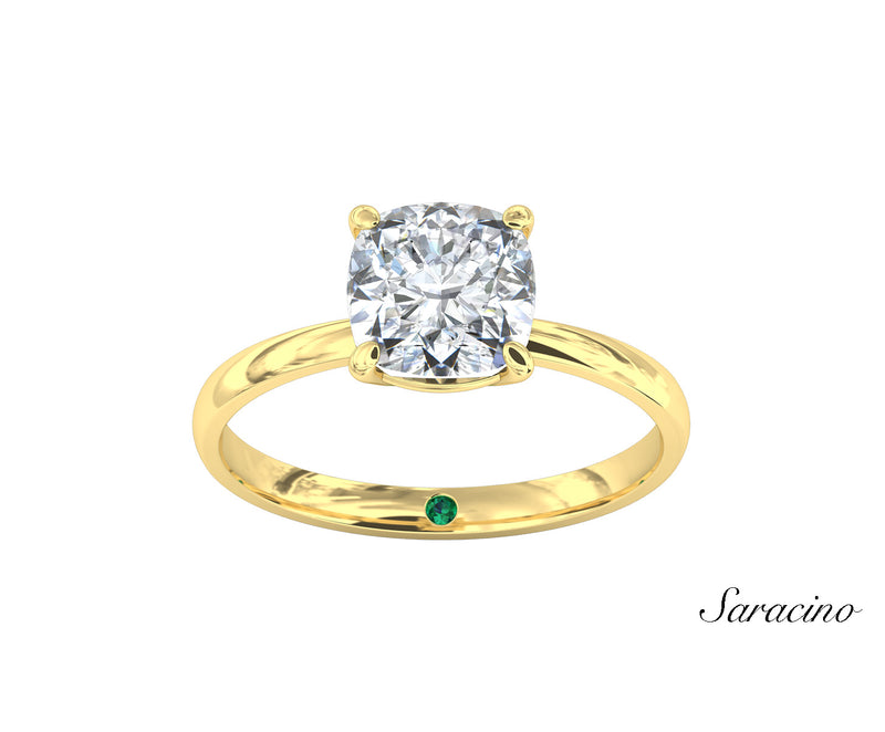 2.0ct Cushion Cut Diamond Engagement Ring Yellow Gold
