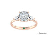 2.0ct Cushion Cut Diamond Engagement Ring w Pear Cut Diamond Side Stones Rose Gold