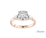 2.0ct Cushion Cut Diamond Engagement Ring w Pear Cut Diamond Side Stones Rose Gold