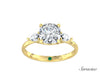 2.0ct Cushion Cut Diamond Engagement Ring w Pear Cut Diamond Side Stones Yellow Gold