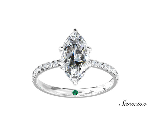 2.0ct Marquise Diamond Engagement Ring w Diamond Band White Gold